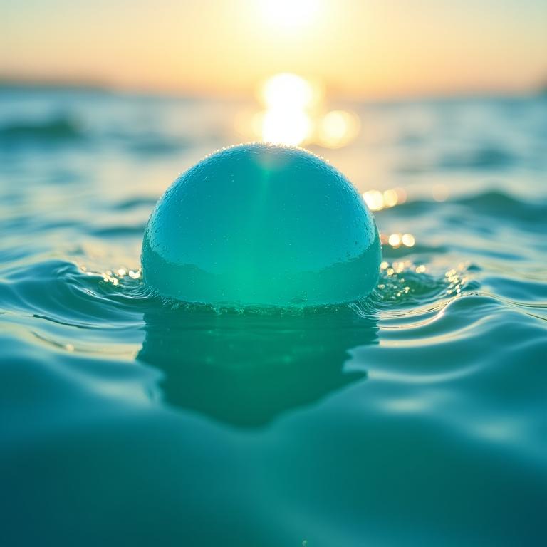Floating recycled rubber ball in surf