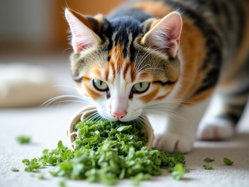 Cat playing with organic catnip toy